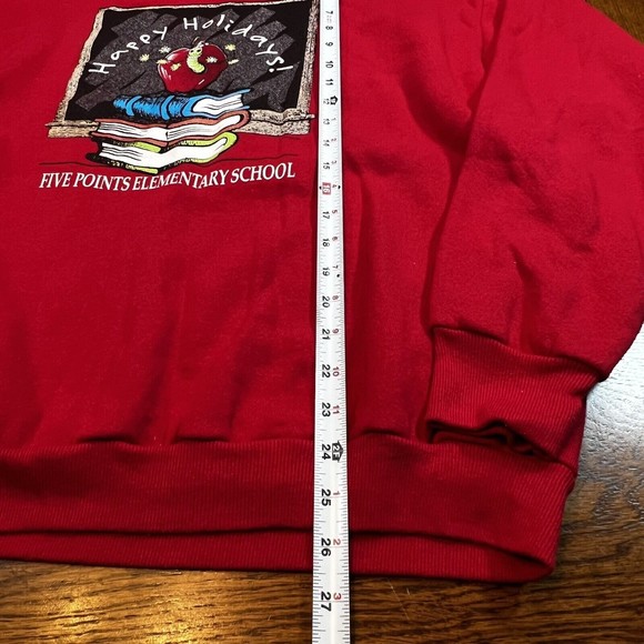 VTG 90s Teacher Elementary School Happy Holidays Sweatshirt on Lee Tag XL - Picture 7 of 10